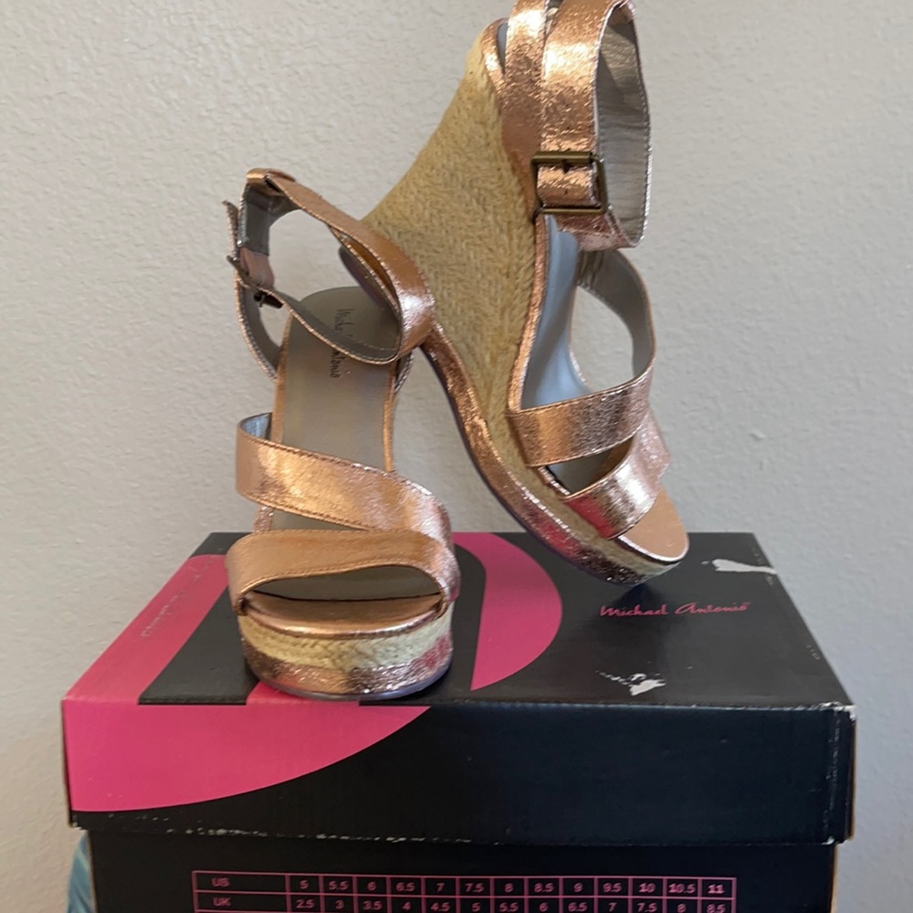 Michael Antonio Gate Bronze Wedge Sandals